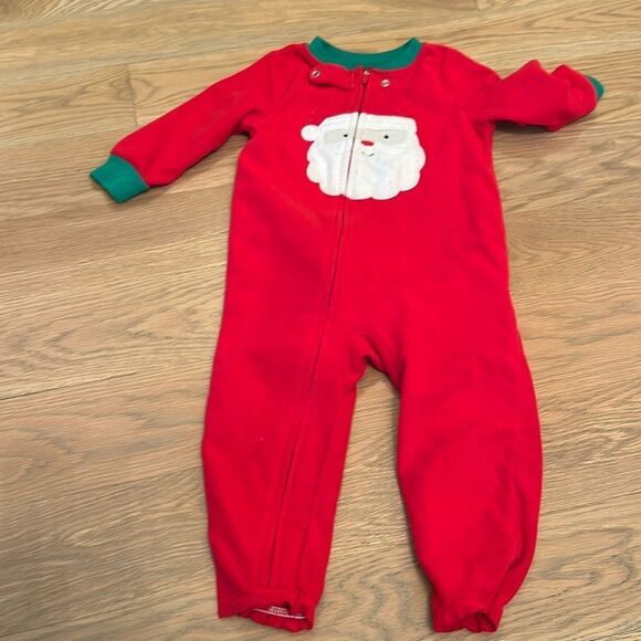 Carters Santa Christmas pajamas 18M. Zipper pajamas - Picture 1 of 4